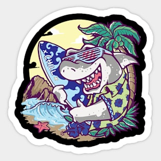 Surfer Shark Sticker